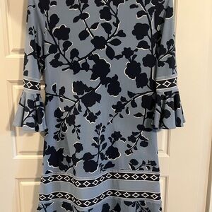 BCBGMaxAzria Navy and Gray Floral Dress